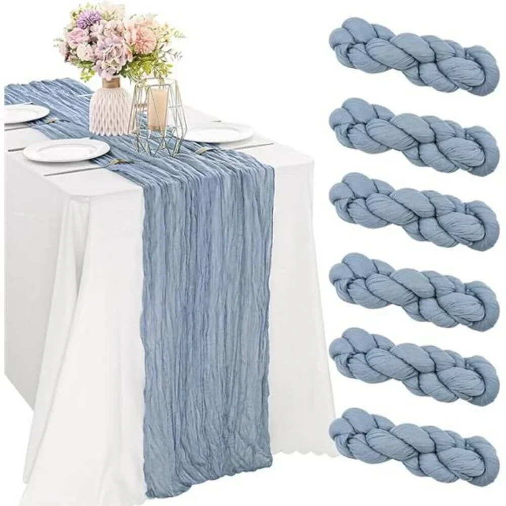 6 pack dusty blue cheesecloth table runner 10ft gauze fabric wedding party decor